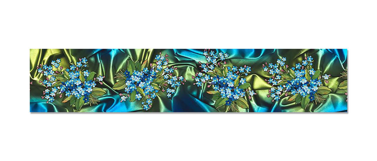 Кухонный фартук Незабудки голубые из самоклеющейся виниловой пленки 60х300 см Зеленый