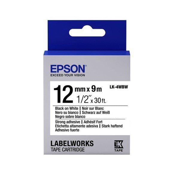 Лента для принтера Epson LK4YBW Strng adh Blk/Wh для LW-300/400/400VP/700/900 12 мм 9 м Black (C53S654016)