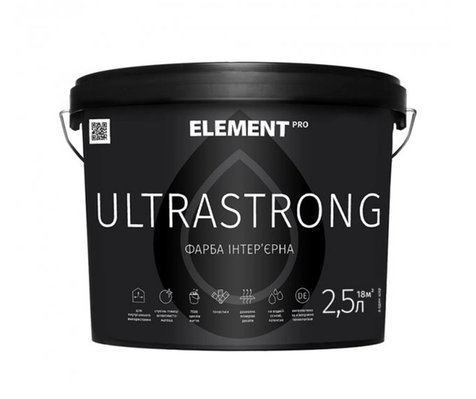 Краска интерьерная для стен ELEMENT PRO ULTRASTRONG 2,5 кг Белый В1 (27709905)