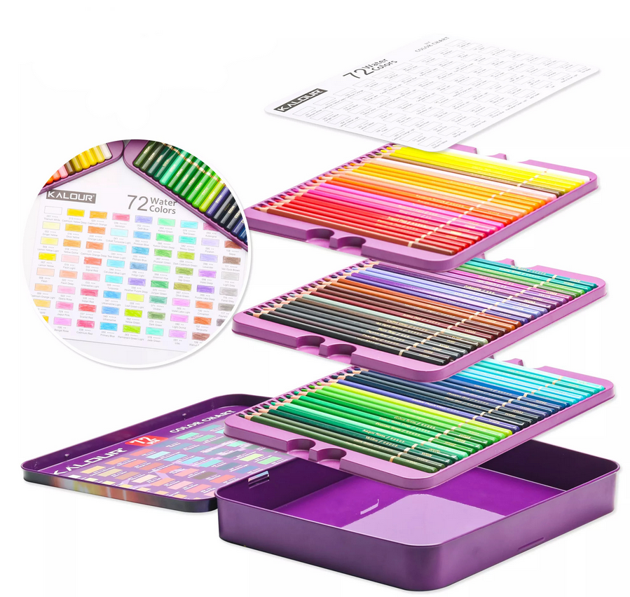 Набір акварельних олівців KALOUR 72 кольори в металевому пеналі - фото 6 Набір акварельних олівців KALOUR 72 кольори в металевому пеналі - фото 6
