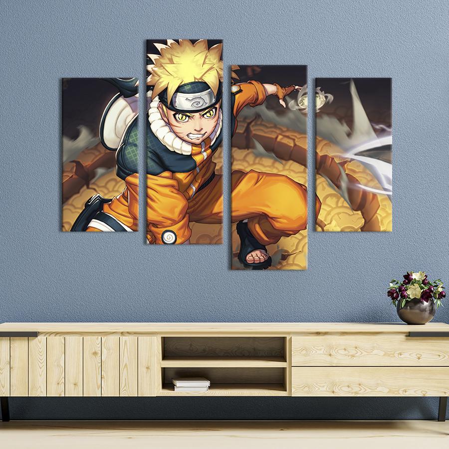 Картина модульная из 4 частей Культовый ниндзя Наруто Узумаки L 129x90 см (733-42)