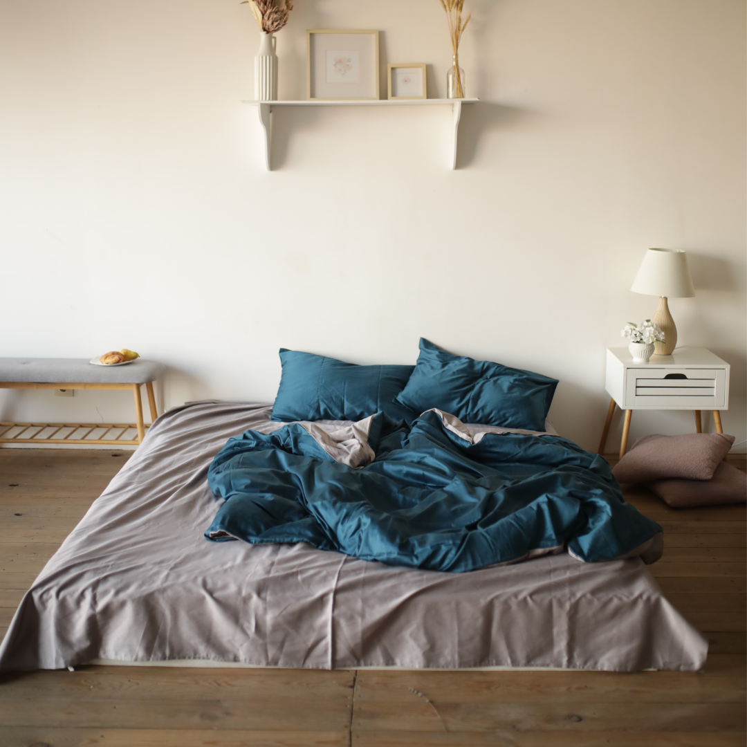 Постільна білизна Ohra Home Сатин Laguna двоспальний Сірий/Бірюзовий