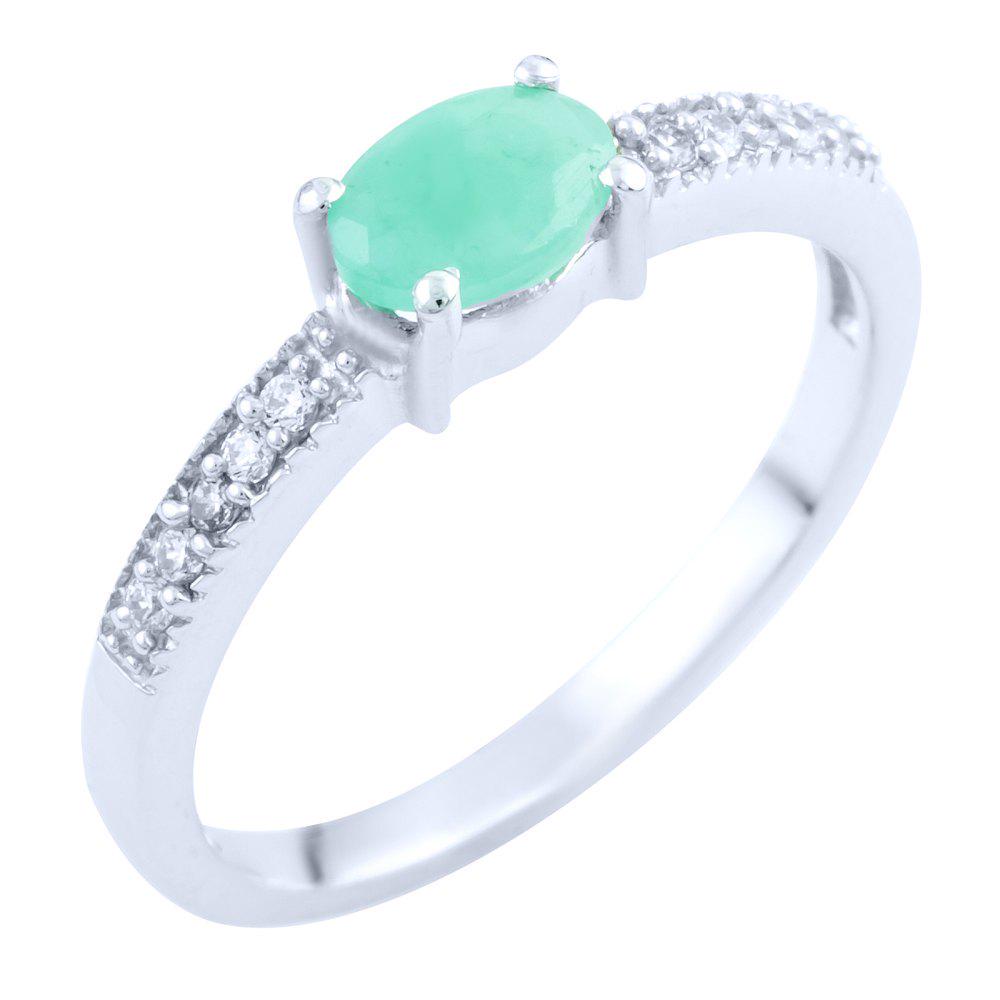 Кільце срібне Tiva з натуральним смарагдом 0,538 ct 1,88 г р. 17,5 (1762943)