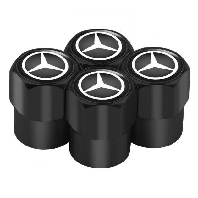Набір ковпачків на ніпель для автомобіля SUNROZ Caps Short Mercedes 4 шт. Black
