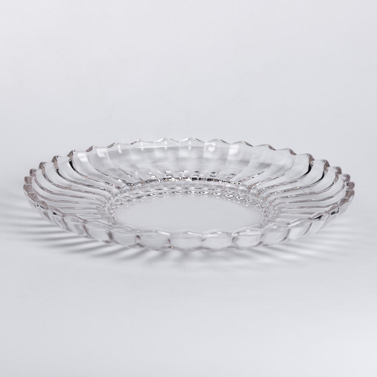 Блюдо сервировочное Flower из толстого стекла 28 см Прозрачный (HP-YH-32) - фото 3