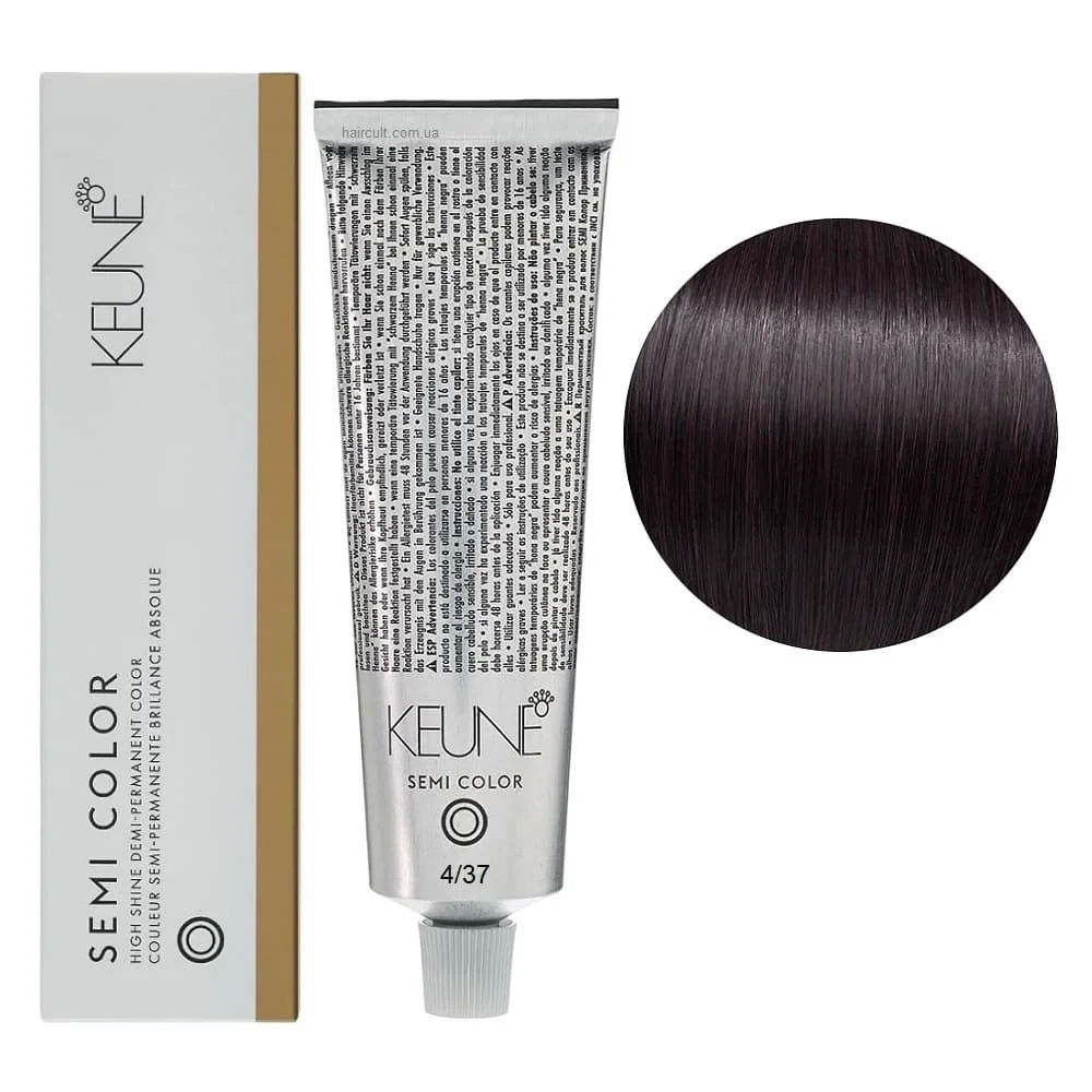Краска тонирующая безаммиачная для волос Keune Semi Color 4.37 Medium Expresso Brown 60 мл