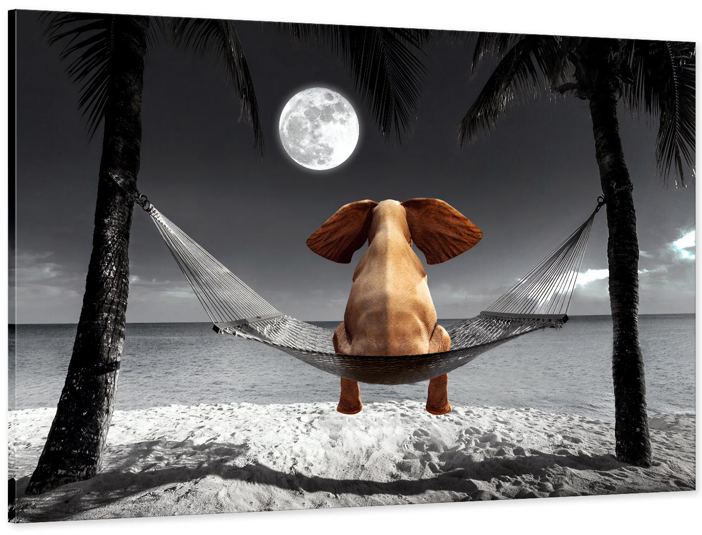 Картина на холсте в гостиную/спальню Слоник на пляже 80х120 см (MLP_4)