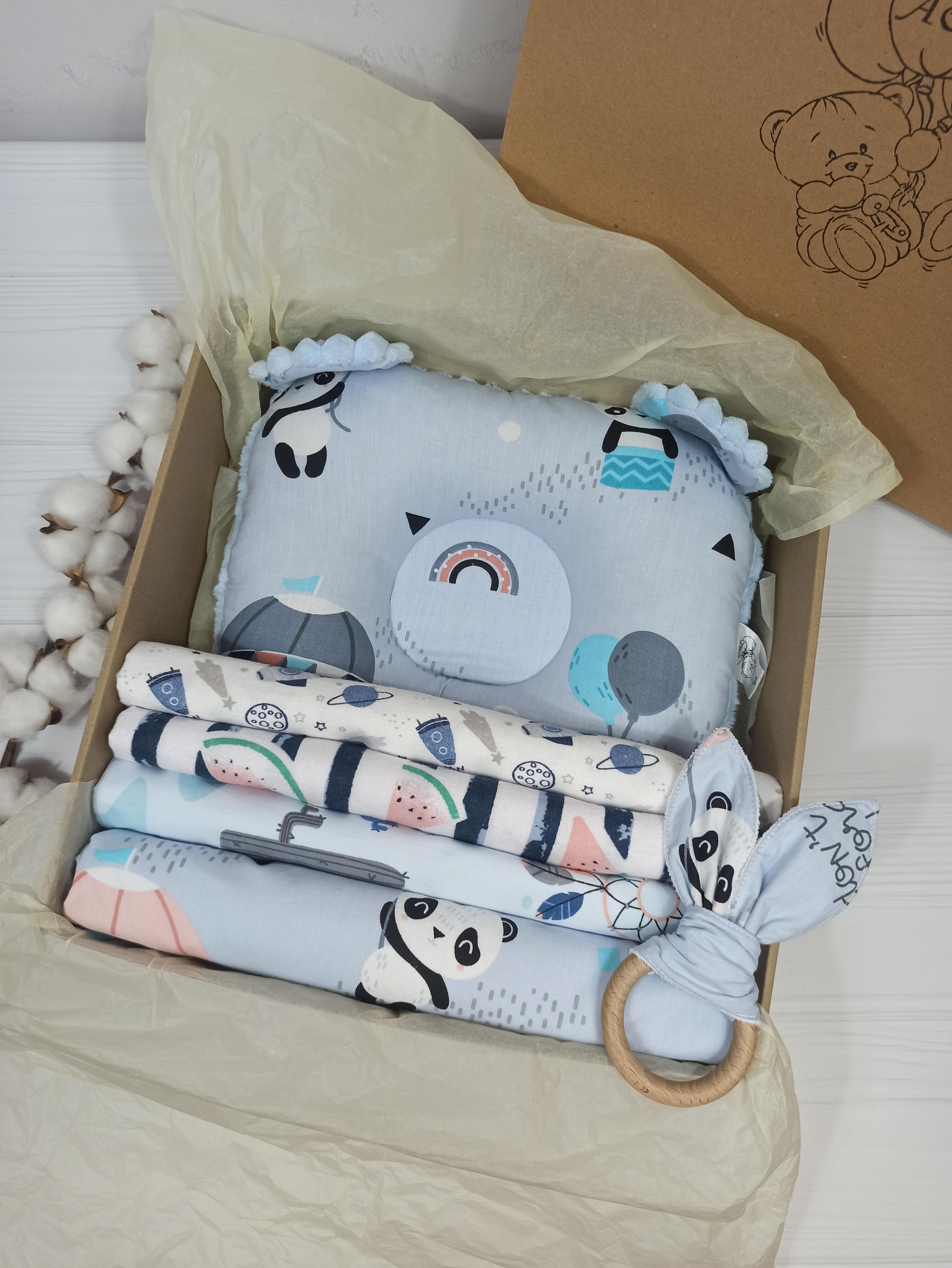 Набор пеленок a.l.babybox Панда на шариках 6 шт. Голубой (18237138) Набор пеленок a.l.babybox Панда на шариках 6 шт. Голубой (18237138)