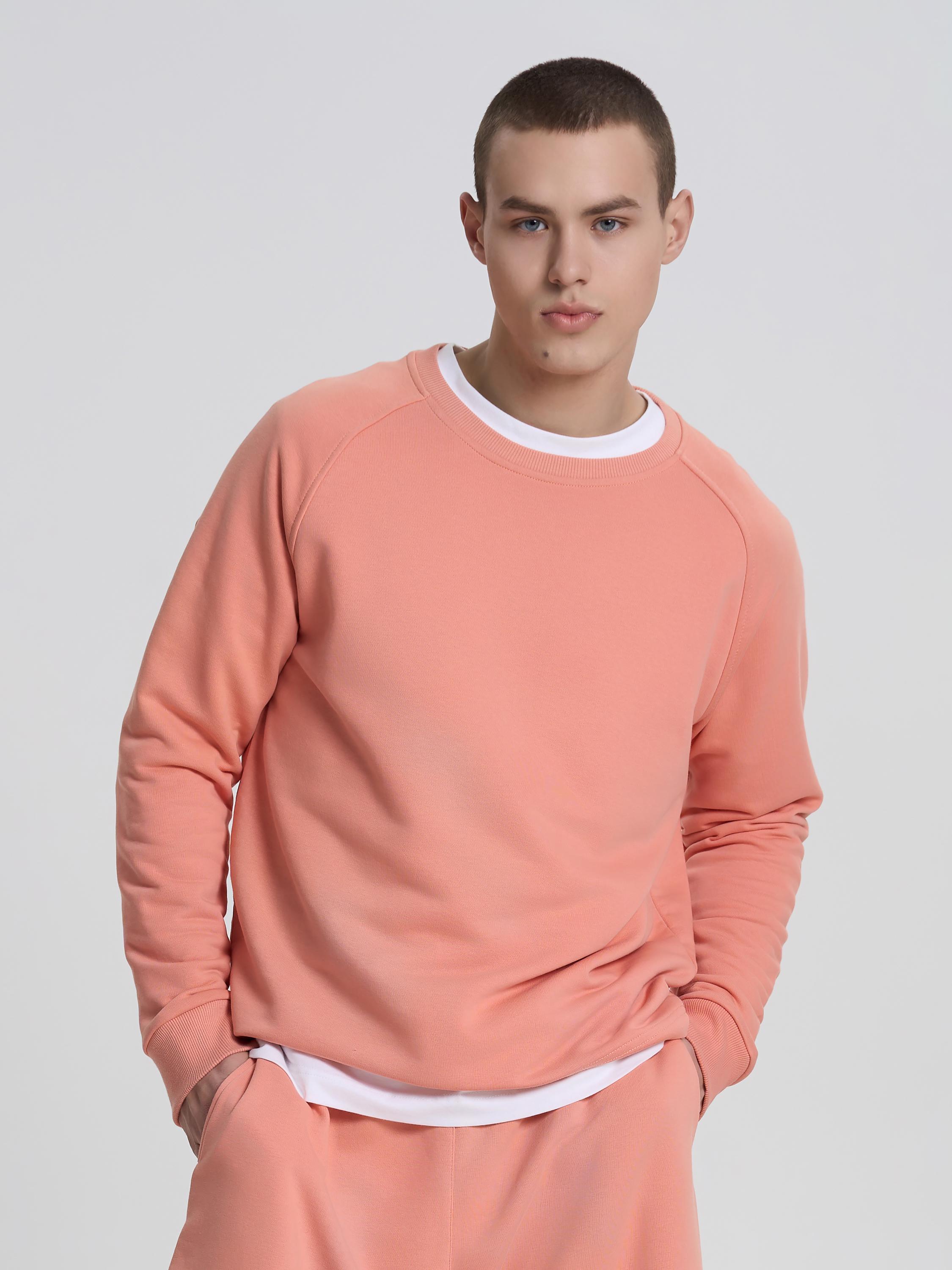 Свитшот-реглан мужской ROZA 240620 XL Коралловый (4824005724329) - фото 9