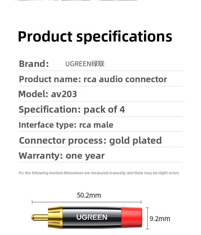 Конектор аудіо шт.екер Ugreen 4 шт. Чорний (60381) - фото 10 Конектор аудіо шт.екер Ugreen 4 шт. Чорний (60381) - фото 10