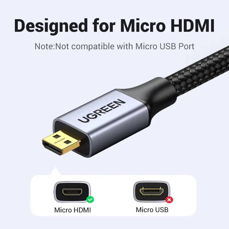 Кабель UGREEN HD109 Micro HDMI to HDMI 2.0 3D 1 м Black (10550) - фото 2