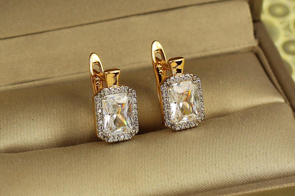 Серьги Xuping Jewelry Авангард с родием 1,4 см Золотистый (29471799)