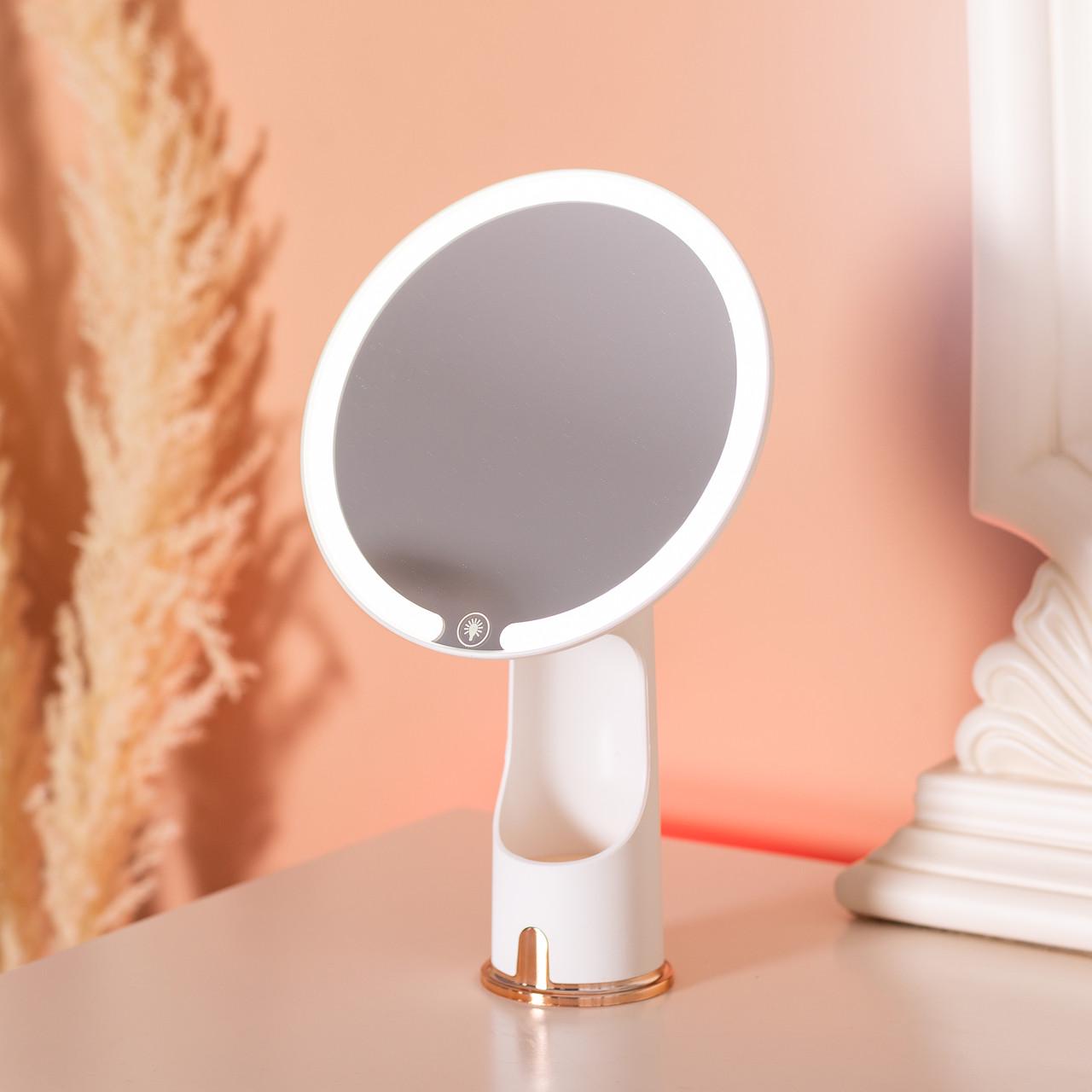 Дзеркало з підсвічуванням настільне косметичне кругле з LED підсвічуванням USB 18,5х10х29 см Білий (6874) - фото 6 Дзеркало з підсвічуванням настільне косметичне кругле з LED підсвічуванням USB 18,5х10х29 см Білий (6874) - фото 6