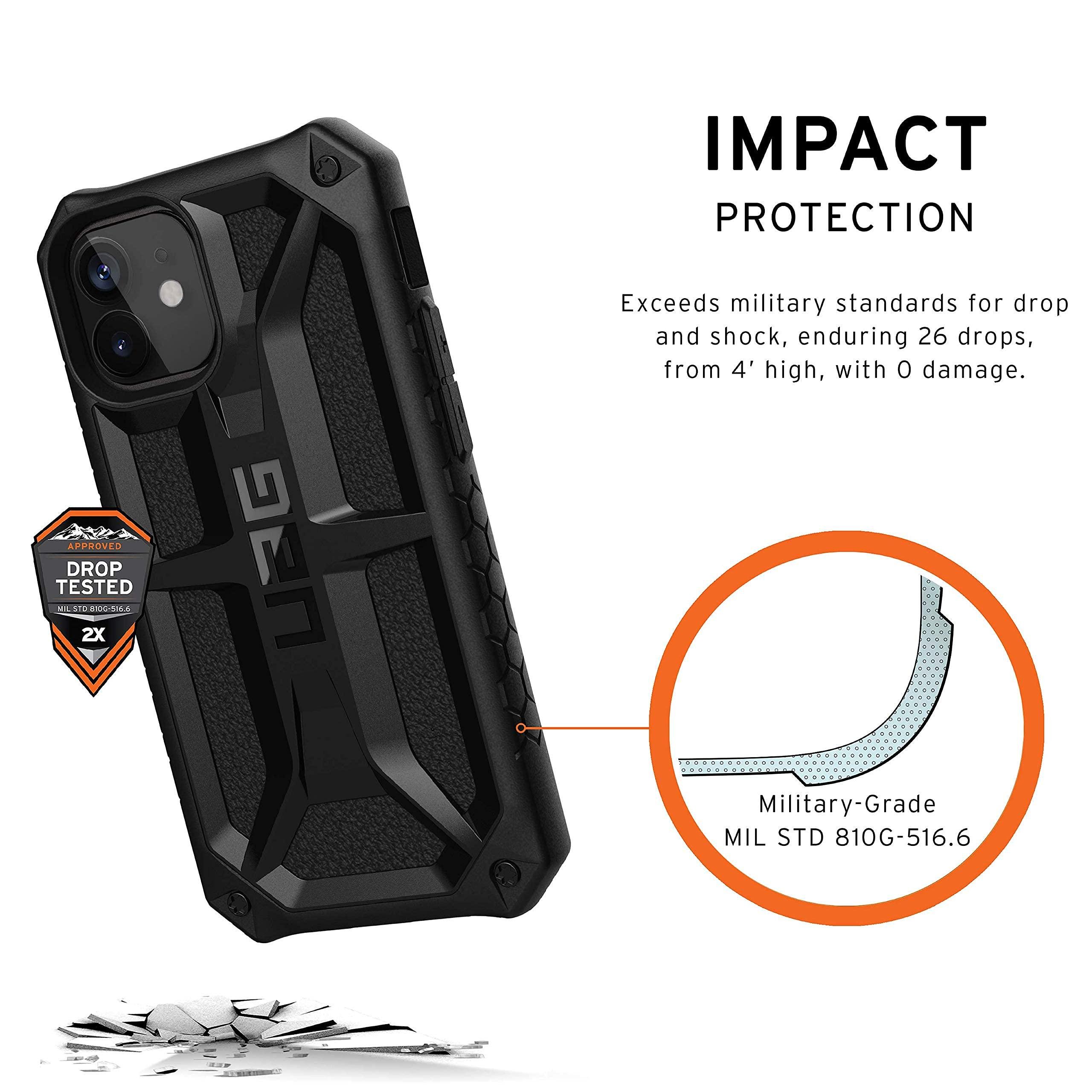 Чохол мілітарі протиударний оригінальний UAG Monarch 112341114040 для Iphone 12 Mini 5.4" Black Carbon - фото 11