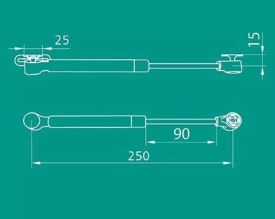 Амортизатори газові DC для ДСП 120 відкривання догори 250 мм 2 шт. - фото 4