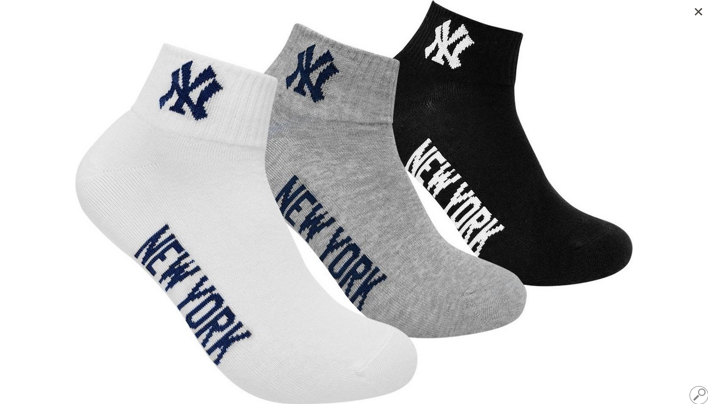Носки New York Yankees Quarter 3 пары р. 43-46 Black/White/Gray (15100003-1003)