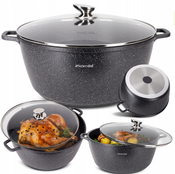 Каструля Kamille з литого алюмінію з кришкою та антипригарним покриттям 18,5 л (4483) - фото 3 Каструля Kamille з литого алюмінію з кришкою та антипригарним покриттям 18,5 л (4483) - фото 3