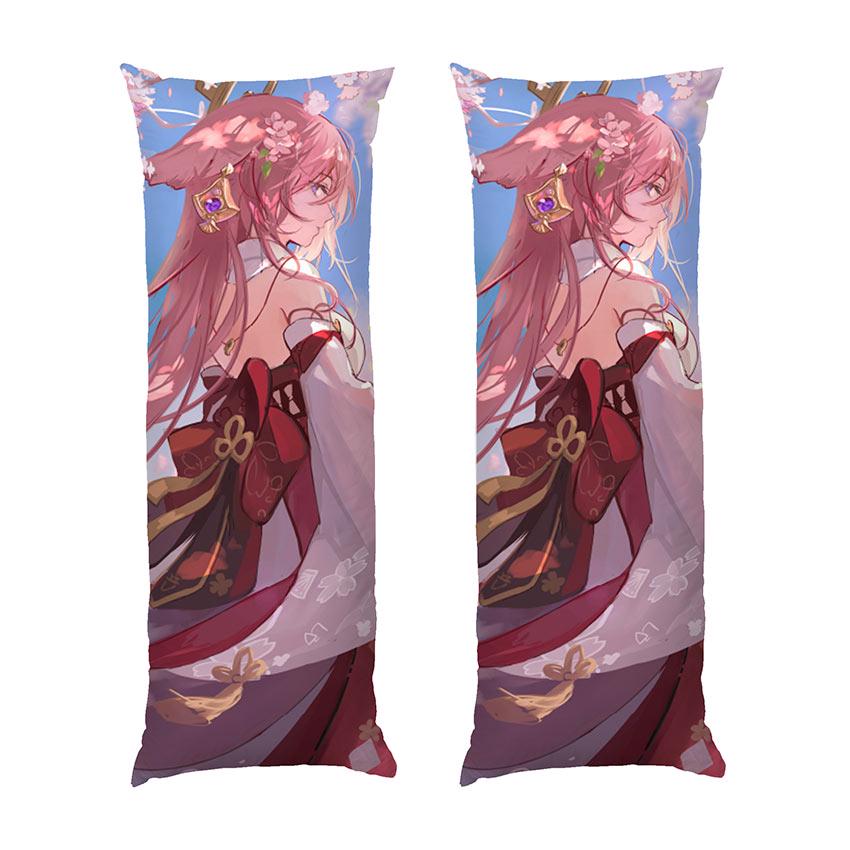Подушка дакимакура Yae Miko with sakura Genshin Impact габардин 120х40 см (113248-1)