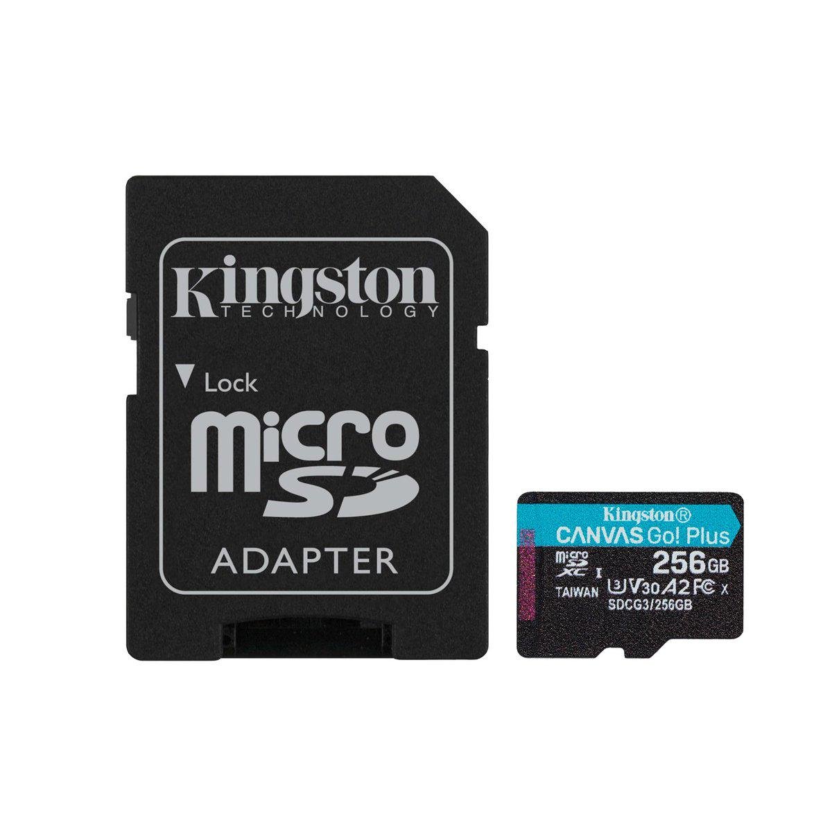 Карта памяти Kingston Canvas Go Plus class 10 A2 V30 adapter SD 256 Gb