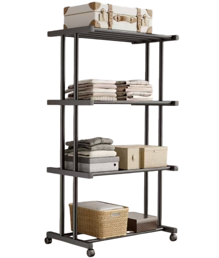 Стеллаж на колесах 4 полки Clothes Drying Rack 8041 ЛОФТ 155х80х40 см Черный