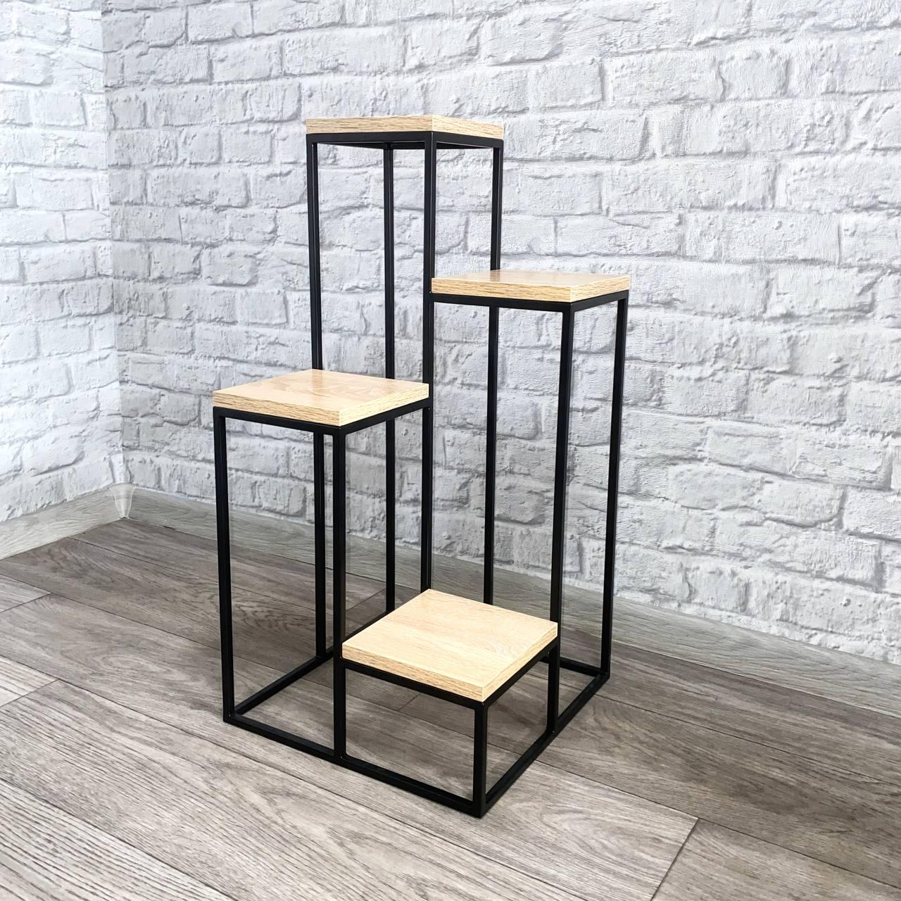 Подставка для цветов и декора Krei Флоренция Мини 680х340х340 мм Дуб сонома/Черный (ГС5001) - фото 1