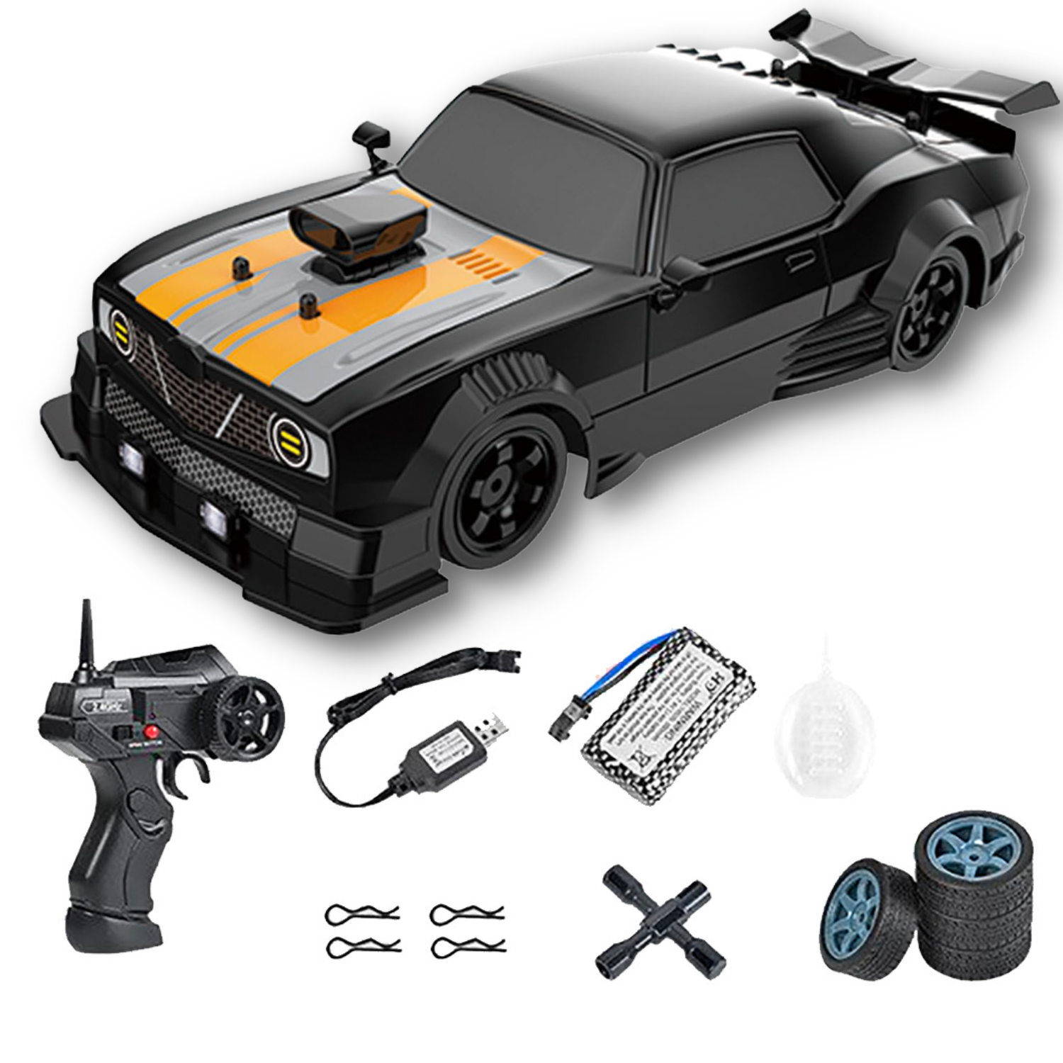Радиоуправляемая машинка для дрифта RC Race Muscle Car 4WD на аккумуляторе с паром и LED подсветкой 28 см (1704)