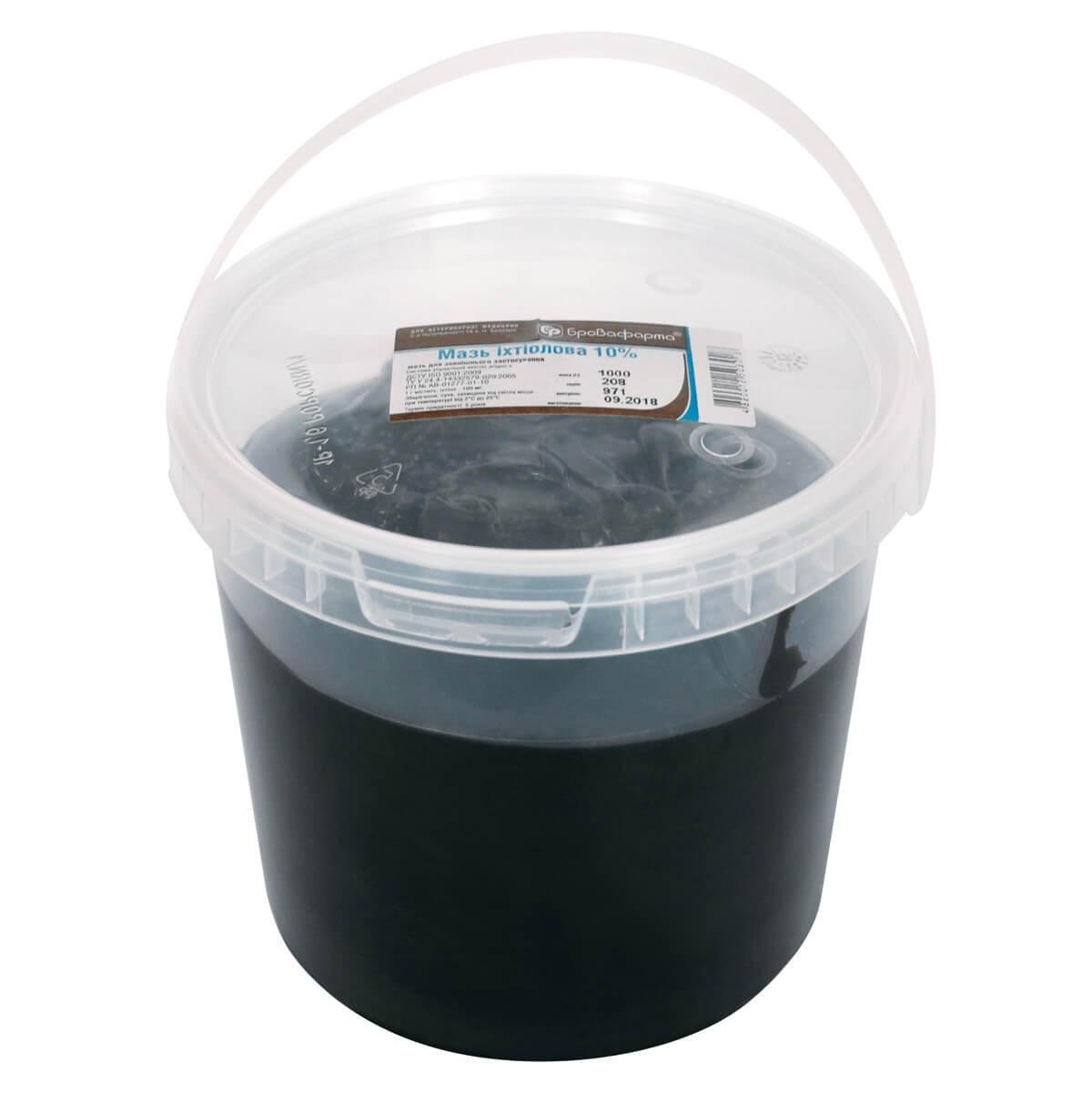 Мазь іхтіолова від дерматитів/фурункульоза/екзем/флегмон артритів/тендовагінітів для тварин Бровафарма 10% 1 кг (2623848762)