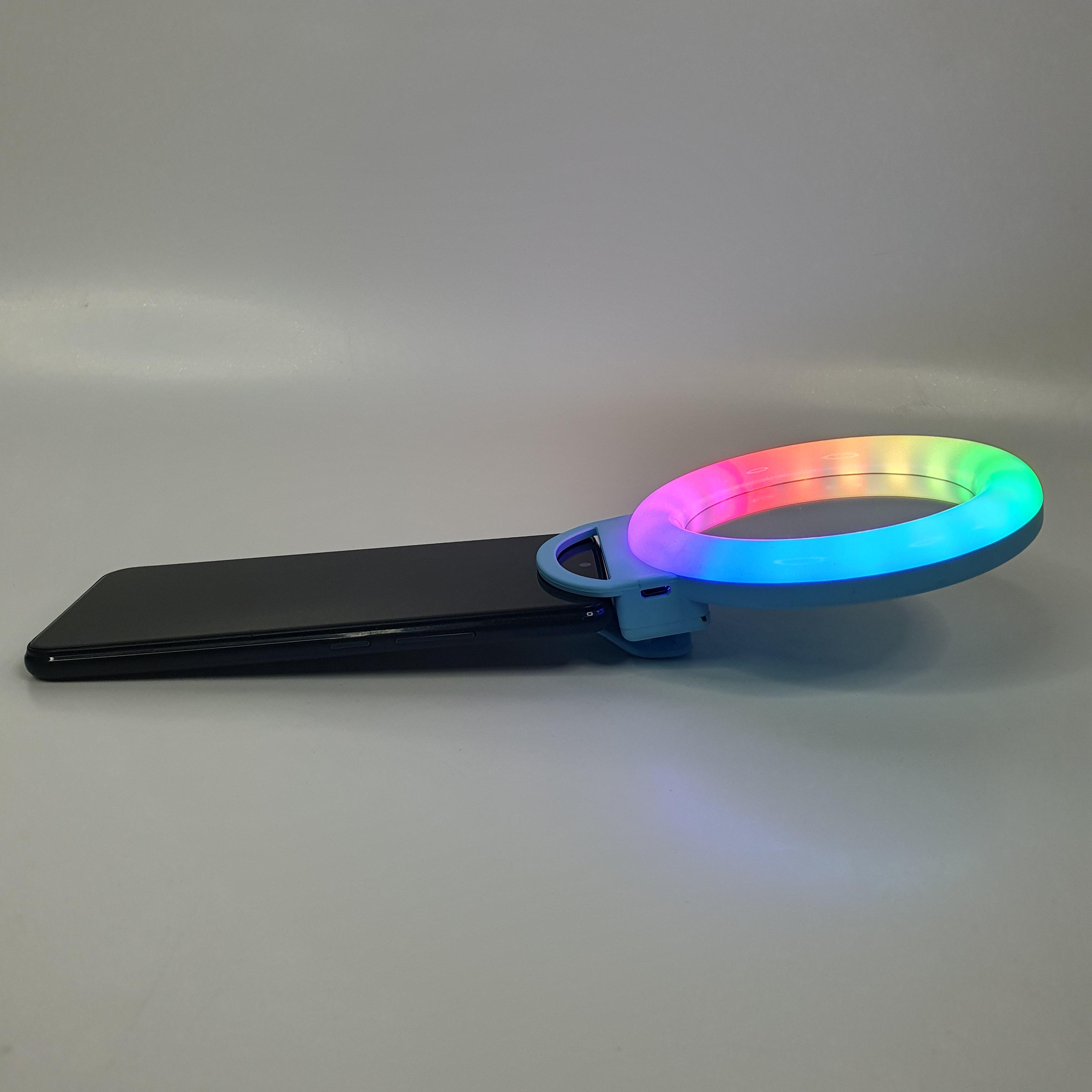 Лампа селфи кольцевая прищепка LED с зеркалом для телефона и планшета RPG 11 см (Selfie Ring Light-A4S-Blue) - фото 7