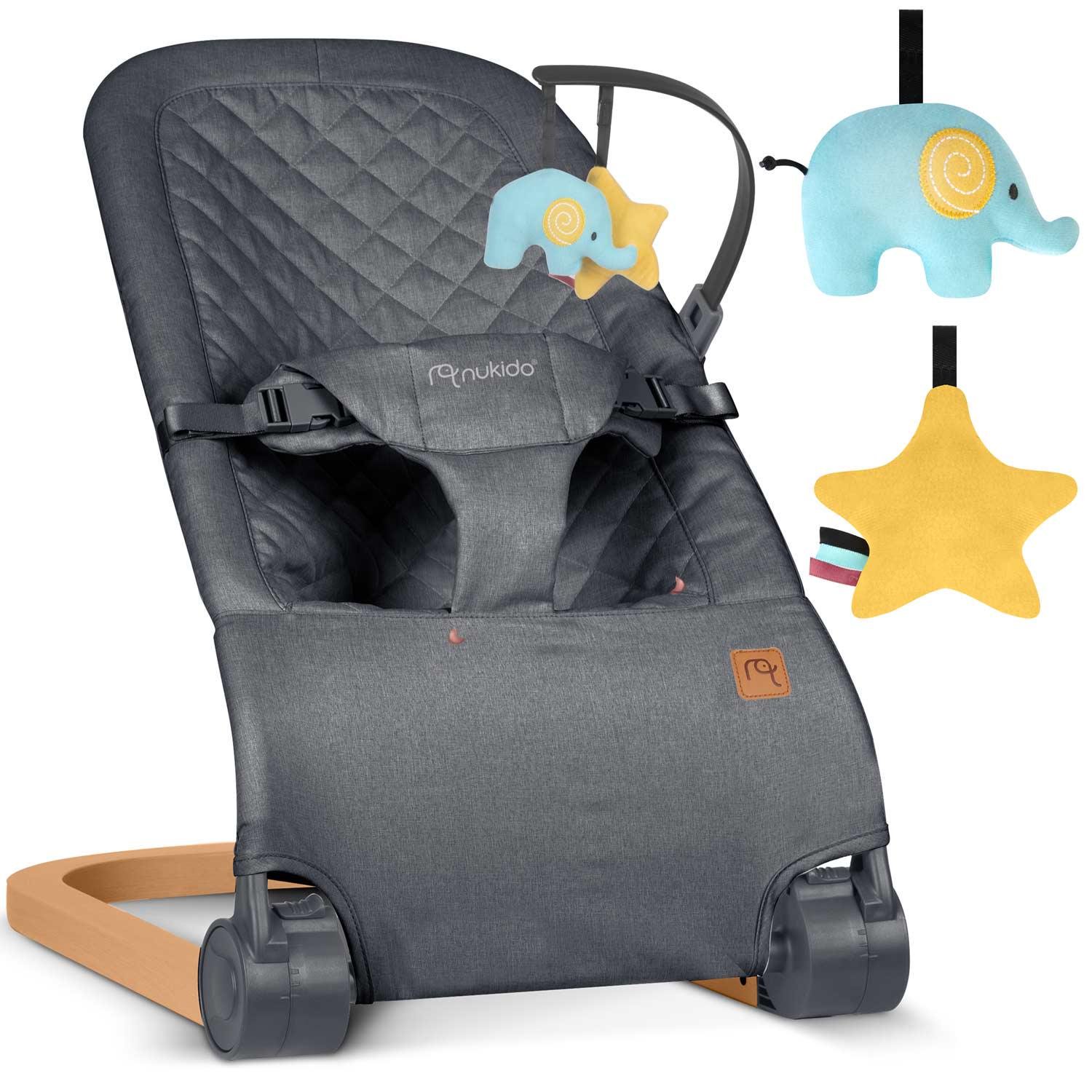 Кресло-качалка Nukido Baby Bouncer NK-52 с игрушками Серый (705202) - фото 1