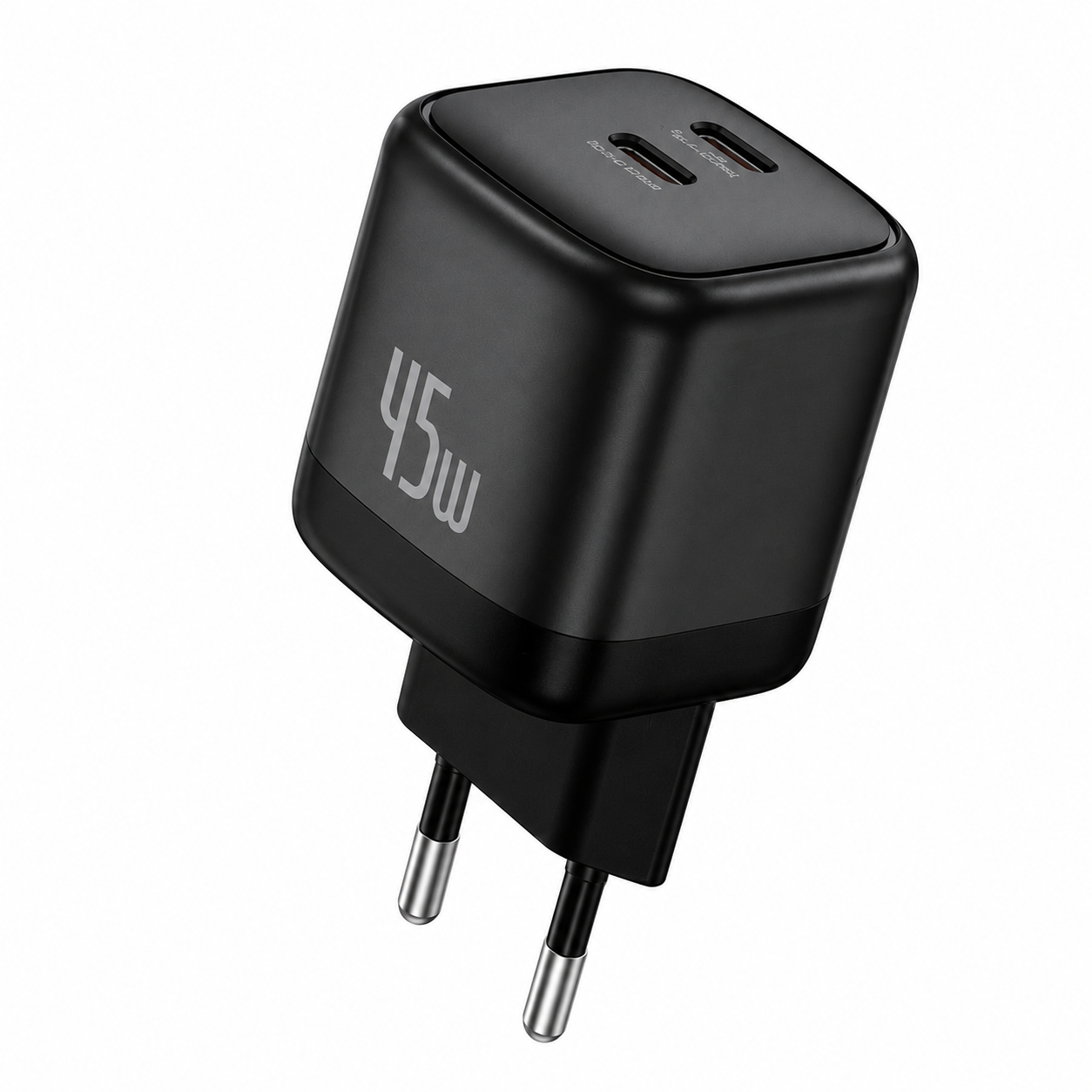 Зарядное устройство для сетевого питания Foneng Cube-EU USB-C 2-Port GaN Charger 45W Black (68429178)