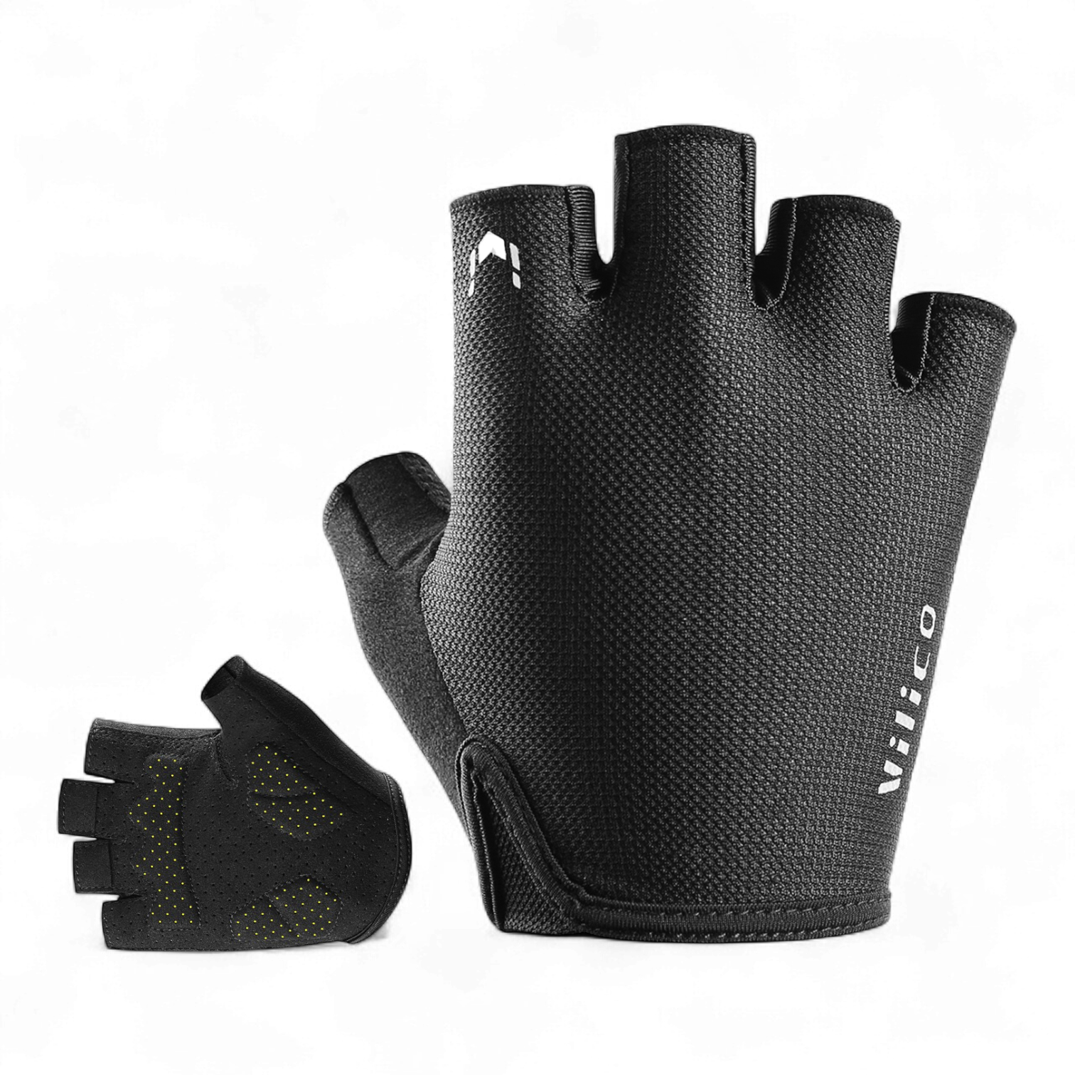 Рукавички без пальців для Univerza протиковзкі дихаючі із захистом від мозолів Чорний