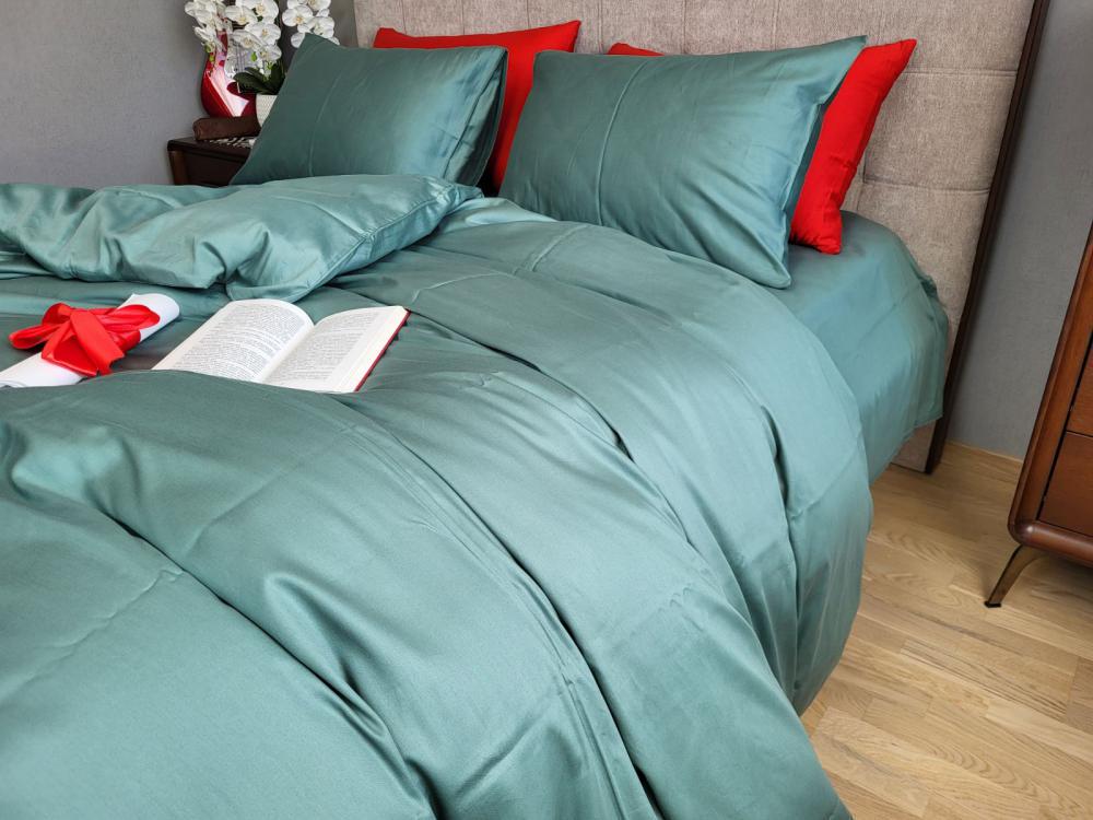 Комплект постельного белья на резинке Моно сатин Premium семейный/наволочки 50х70/70х70 см Mountain Fog (5767) - фото 6