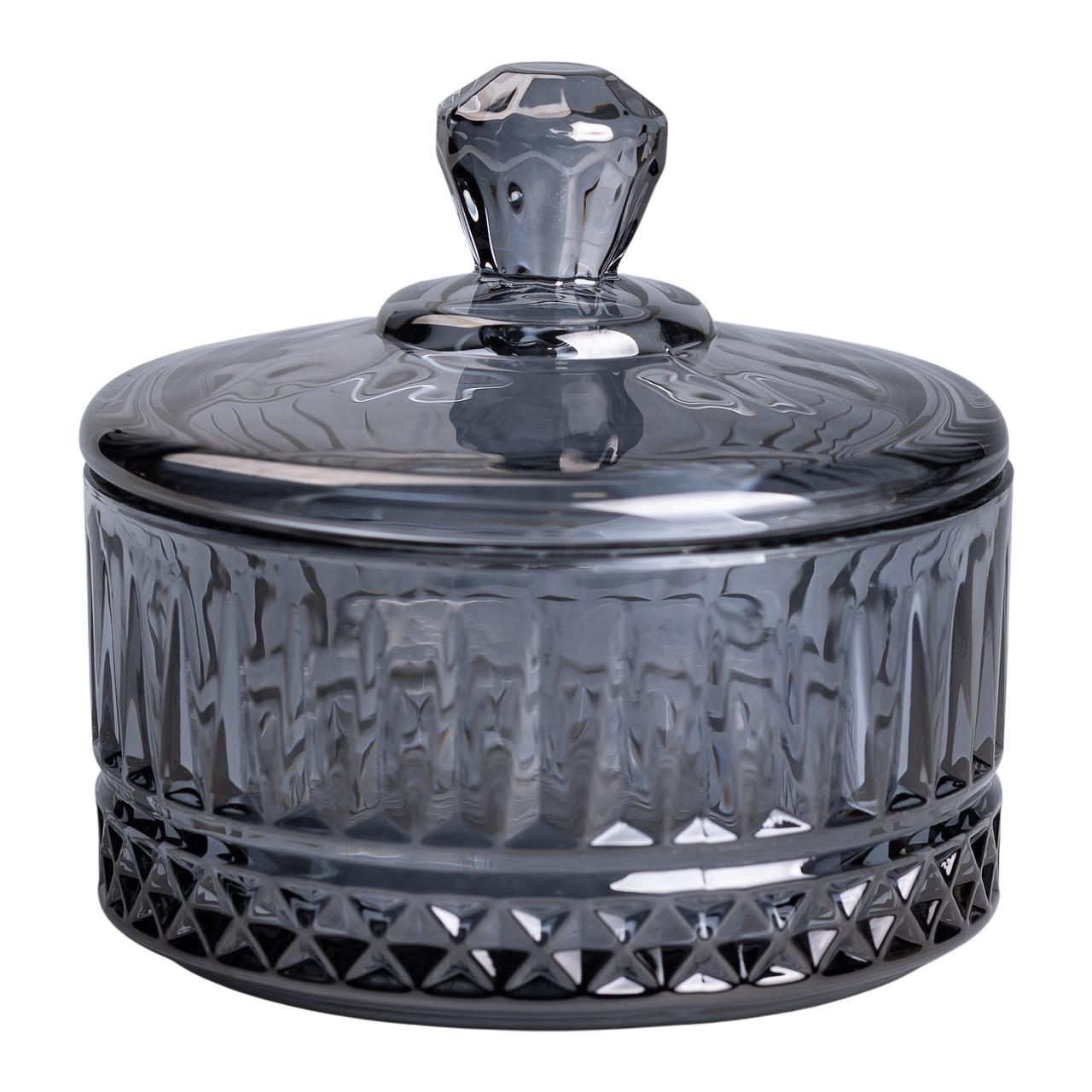 Цукерниця з кришкою скляна 10 см Сірий (6024) - фото 2 Цукерниця з кришкою скляна 10 см Сірий (6024) - фото 2