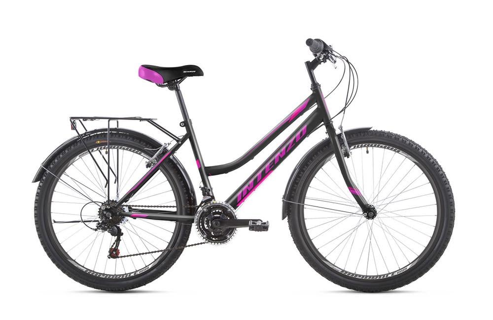 Велосипед женский Intenzo Costa SUS Lady ситибайк 26" 16" Черный/Фиолетовый (9b20630c)