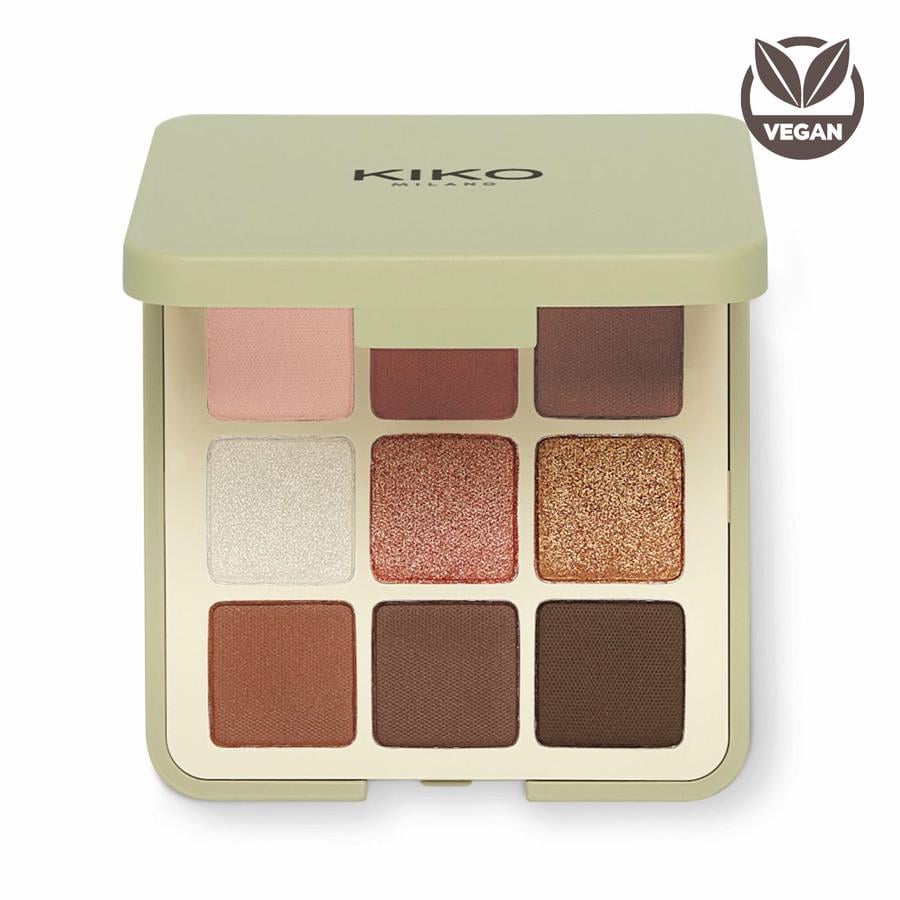 Палетка теней Green Me Eyeshadow Palette Kiko Milano #101 белый/коричневый/розовый - фото 1