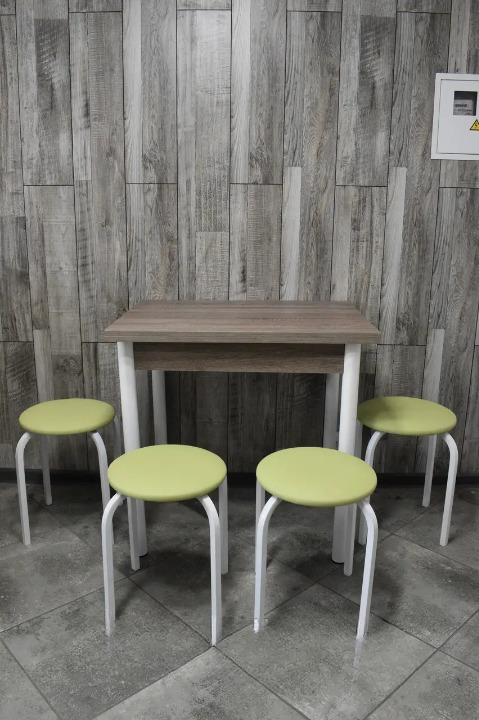 Кухонний комплект Оскар стіл розкладний/табурети 4 шт. Стандарт 60х80/80х120х75 см Трюфель/Салатовий (28375101)