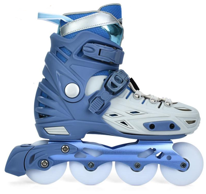 Ролики раздвижные детские Profi р. 35-38 с колесами PU 70 мм Бело-Синий (AP-122-R-59)