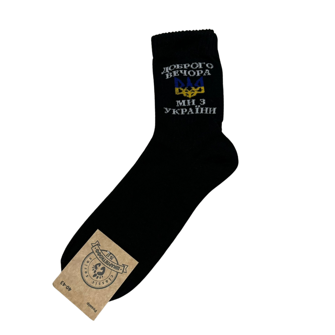 Носки мужские патриотические "Доброго вечора ми з України" р. 40-45 (Ш-08)