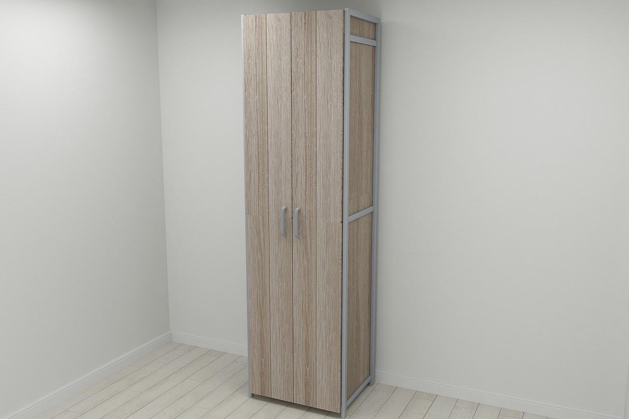 Шкаф Ferrum-decor Гардероб Уни секция 6 серии Конект металл/ДСП 16 мм 220x60x50 см Серый/Дуб Сонома Трюфель (FRD-104578)