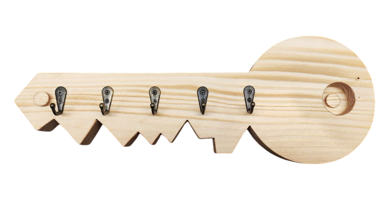 Ключница на стену Ключик деревянный 39х14х3 см Светлый (25075744)