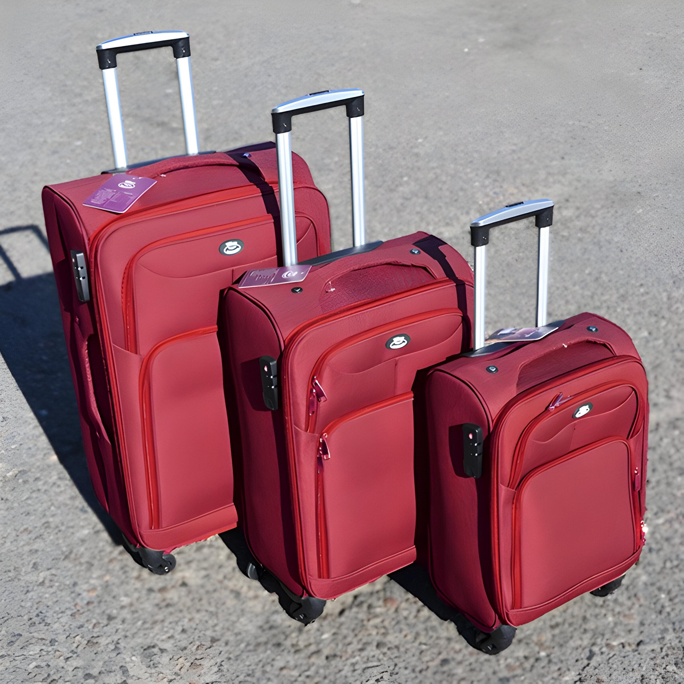Набір валіз тканинних 3в1 Wings кодовим замком та телескопічною ручкою Червоний (7109) - фото 2