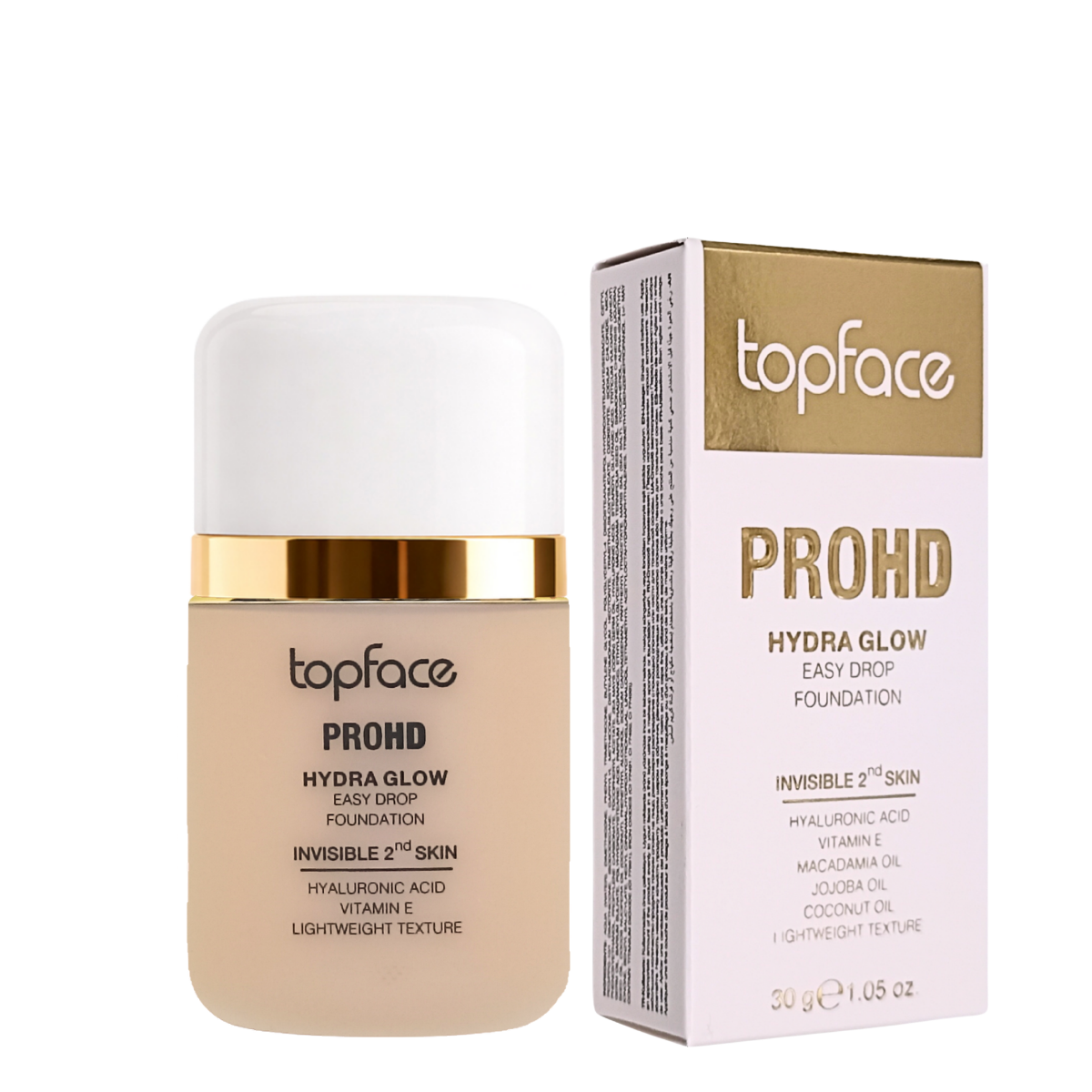 Тональна основа Topface PROHD Hydra Glow Easy Drop PT477 05 Silk Beige рідка 30 мл Персиково-бежевий