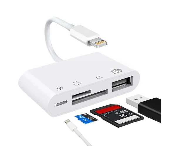 Адаптер Otg для iPhone/iPad NK-108L 4в1 Lightning/TF/SD/USB White - фото 2 Адаптер Otg для iPhone/iPad NK-108L 4в1 Lightning/TF/SD/USB White - фото 2