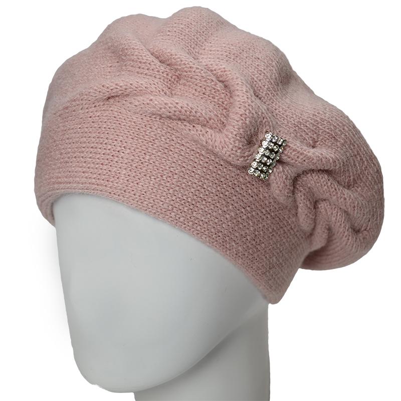 Берет женский Lirus Камея двойной зимний Пудровый (164098)