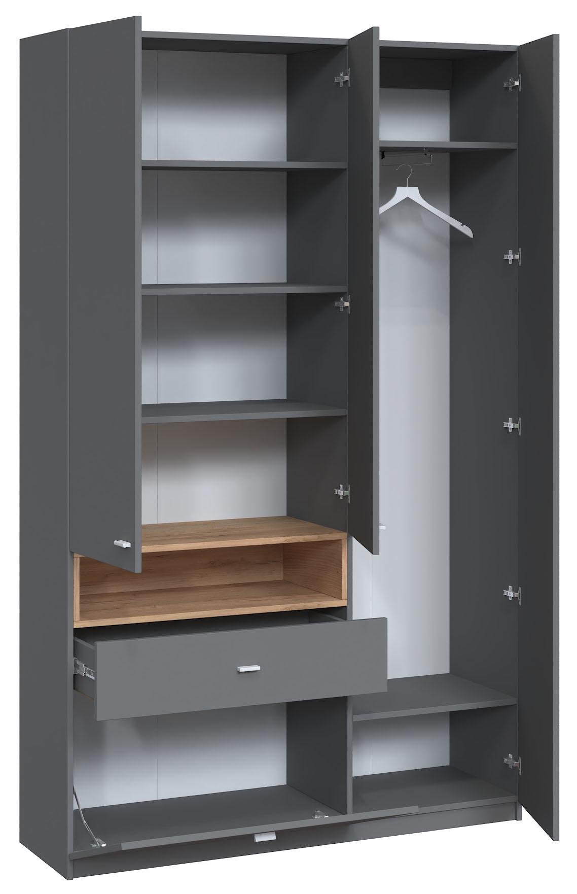 Шафа з дзеркалом розпашна Мастер Форм Тетріс правостороння 1320х376х2000 мм Антрацитовий/Дуб крафт золотий (31236) - фото 2 Шафа з дзеркалом розпашна Мастер Форм Тетріс правостороння 1320х376х2000 мм Антрацитовий/Дуб крафт золотий (31236) - фото 2