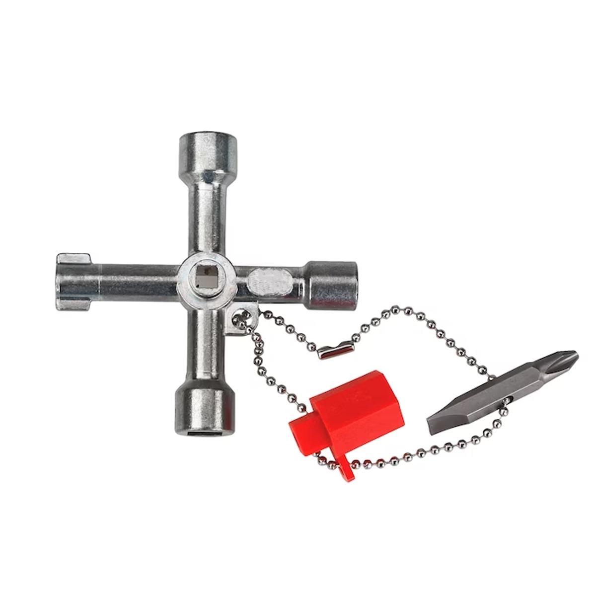 Ключ для шкафов Tactix тип E 7в1 Серебристый (4-sided-key-E)