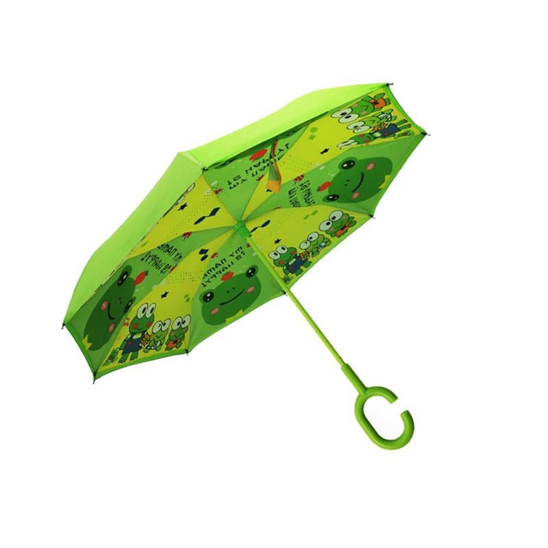 Детский зонт наоборот Up-Brella Frog-Green умный обратного сложения