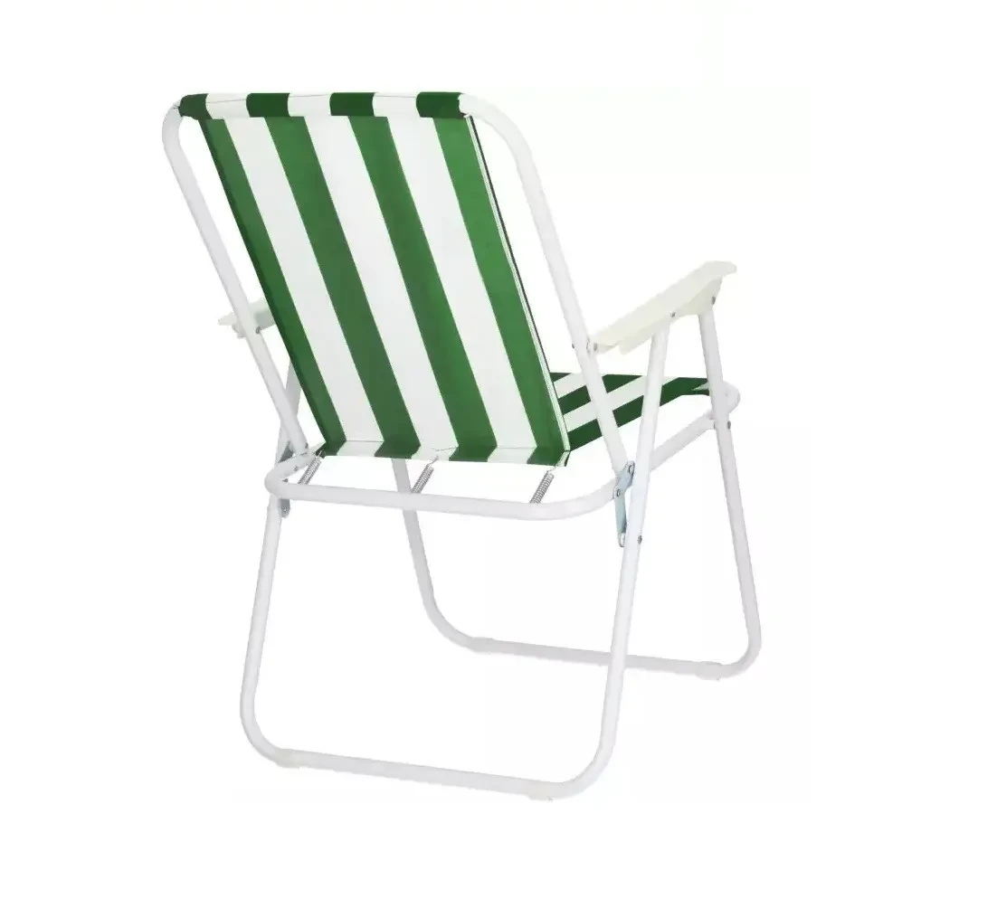 Стул садовый со спинкой складной металлический Бело-зеленый (GRESTD03)
