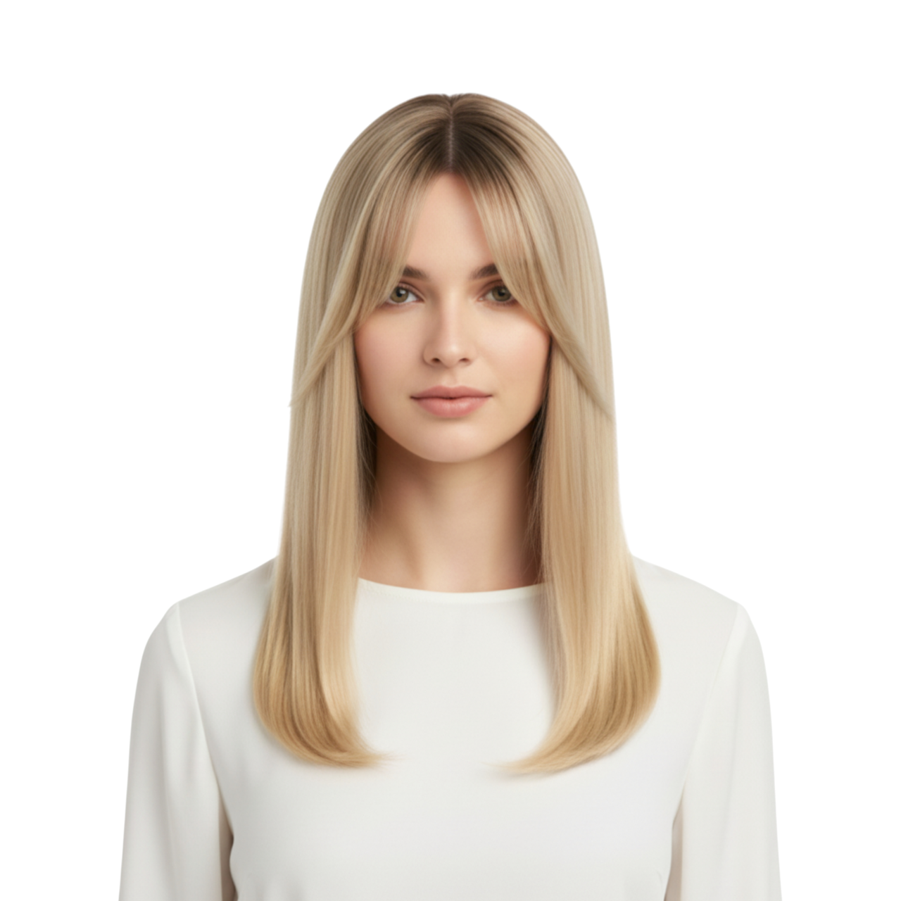 Накладка типатинг с челкой из натуральных волос на заколках 55 см Honey blonde (2814285732)