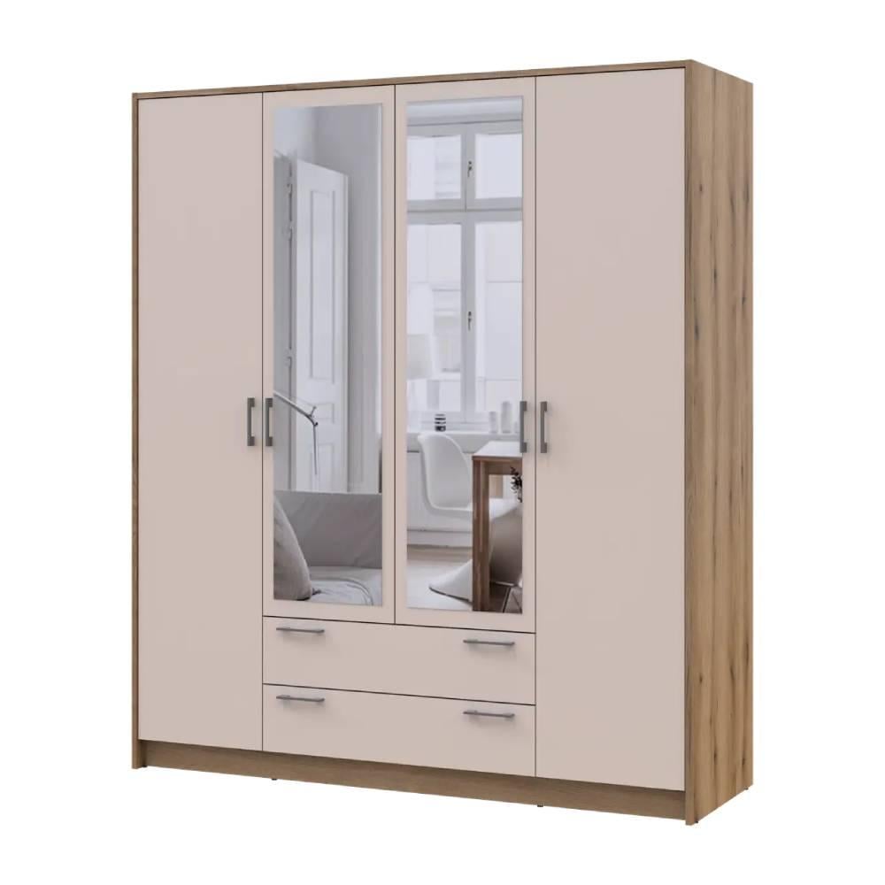 Шкаф для одежды Doros Ронди с зеркалом 4ДСП DRS-011674 160х52х195 см Дуб Артизан/Кашемир (80737827)
